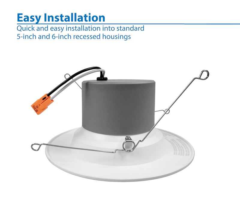 NICOR إضاءة 5/6 بوصة 800 لومن LED ضوء مدمج قابل للتعديل في الأبيض، 4000K (DCR561081204KWH) - Image 5
